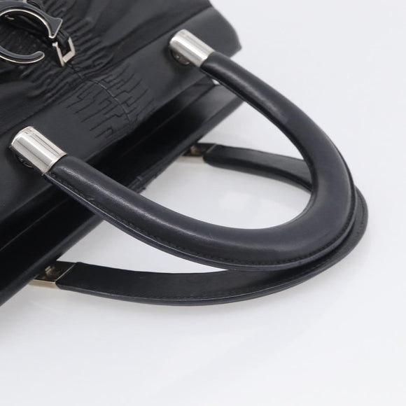 Christian Dior Carreno Hand Bag Leather Black Silver Auth am12928V