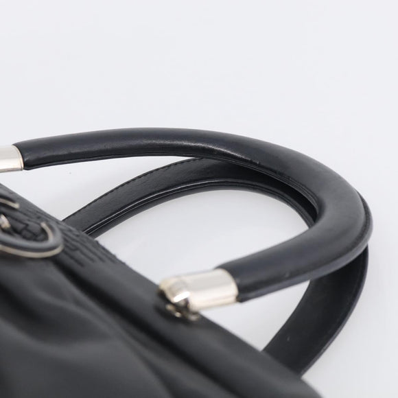 Christian Dior Carreno Hand Bag Leather Black Silver Auth am12928V