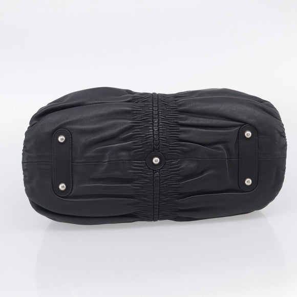Christian Dior Carreno Hand Bag Leather Black Silver Auth am12928V