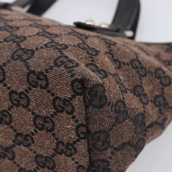 GUCCI GG Canvas Hand Bag Gold Brown 257249 Auth am12939V