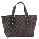 GUCCI GG Canvas Hand Bag Gold Brown 257249 Auth am12939V-2