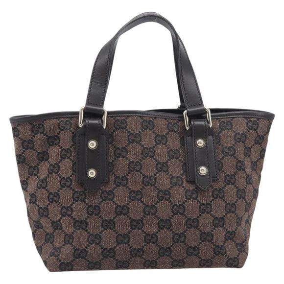 GUCCI GG Canvas Hand Bag Gold Brown 257249 Auth am12939V