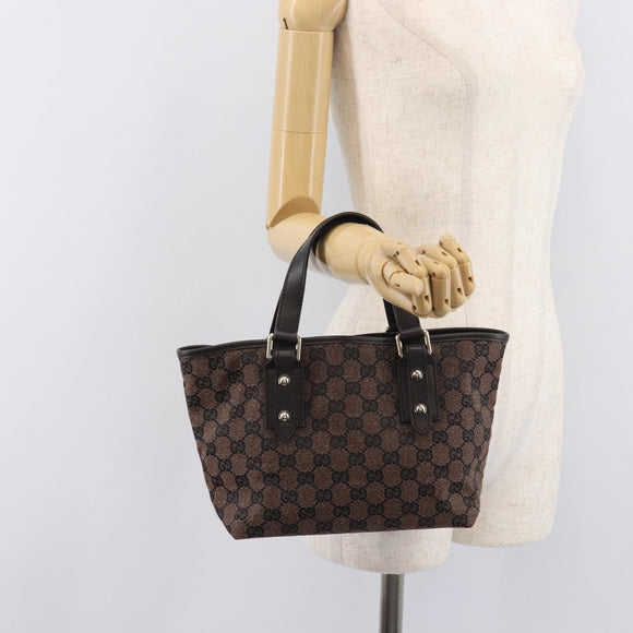GUCCI GG Canvas Hand Bag Gold Brown 257249 Auth am12939V