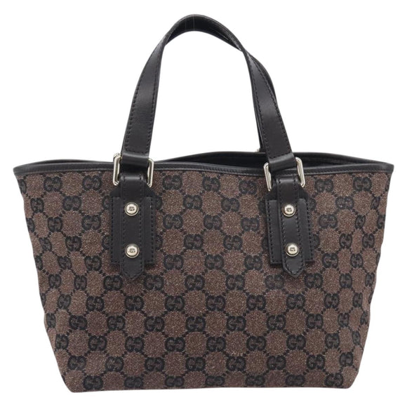 GUCCI GG Canvas Hand Bag Gold Brown 257249 Auth am12939V