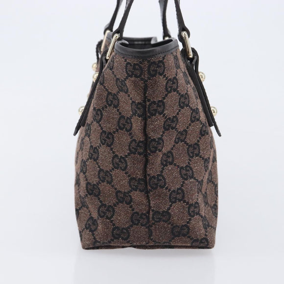 GUCCI GG Canvas Hand Bag Gold Brown 257249 Auth am12939V