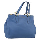 Miu Miu Tote Bag Leather Blue Gold Auth am12943V-1