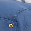 Miu Miu Tote Bag Leather Blue Gold Auth am12943V-12