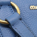 Miu Miu Tote Bag Leather Blue Gold Auth am12943V-14