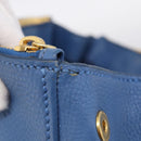 Miu Miu Tote Bag Leather Blue Gold Auth am12943V-16