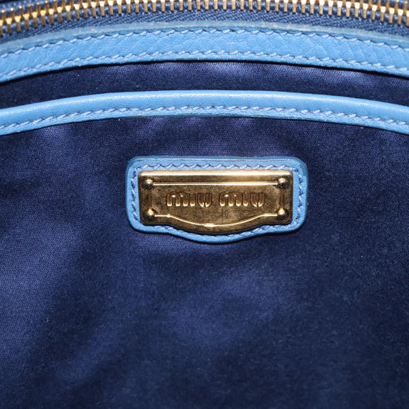 Miu Miu Tote Bag Leather Blue Gold Auth am12943V