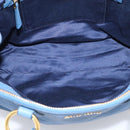 Miu Miu Tote Bag Leather Blue Gold Auth am12943V-18