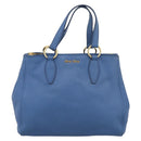 Miu Miu Tote Bag Leather Blue Gold Auth am12943V-2