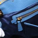 Miu Miu Tote Bag Leather Blue Gold Auth am12943V-22