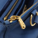 Miu Miu Tote Bag Leather Blue Gold Auth am12943V-25