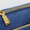 Miu Miu Tote Bag Leather Blue Gold Auth am12943V-27