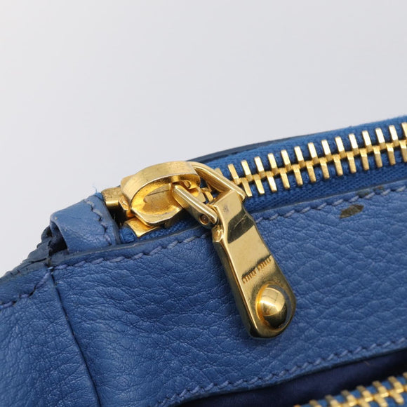 Miu Miu Tote Bag Leather Blue Gold Auth am12943V