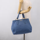 Miu Miu Tote Bag Leather Blue Gold Auth am12943V-30