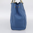 Miu Miu Tote Bag Leather Blue Gold Auth am12943V-4