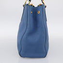 Miu Miu Tote Bag Leather Blue Gold Auth am12943V-5