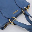 Miu Miu Tote Bag Leather Blue Gold Auth am12943V-6