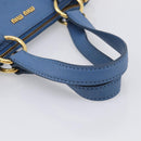 Miu Miu Tote Bag Leather Blue Gold Auth am12943V-7