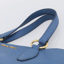 Miu Miu Tote Bag Leather Blue Gold Auth am12943V-8
