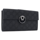 GUCCI GG Canvas Long Wallet Nylon Black Silver 231835 Auth am12944V-1