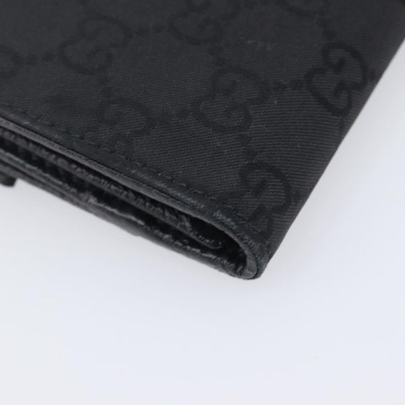 GUCCI GG Canvas Long Wallet Nylon Black Silver 231835 Auth am12944V