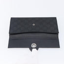 GUCCI GG Canvas Long Wallet Nylon Black Silver 231835 Auth am12944V-13