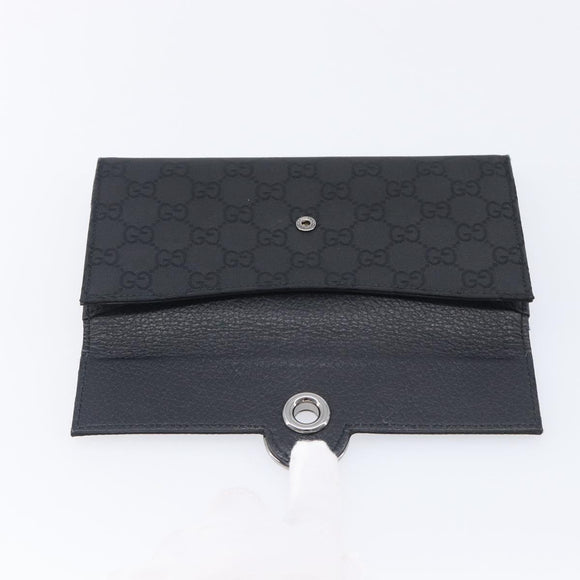 GUCCI GG Canvas Long Wallet Nylon Black Silver 231835 Auth am12944V