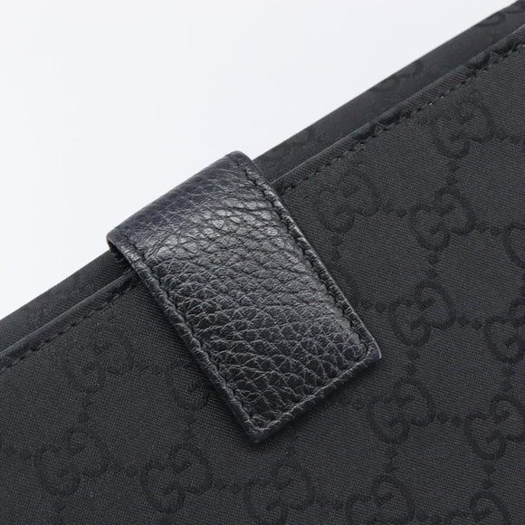 GUCCI GG Canvas Long Wallet Nylon Black Silver 231835 Auth am12944V