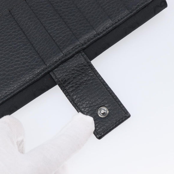 GUCCI GG Canvas Long Wallet Nylon Black Silver 231835 Auth am12944V