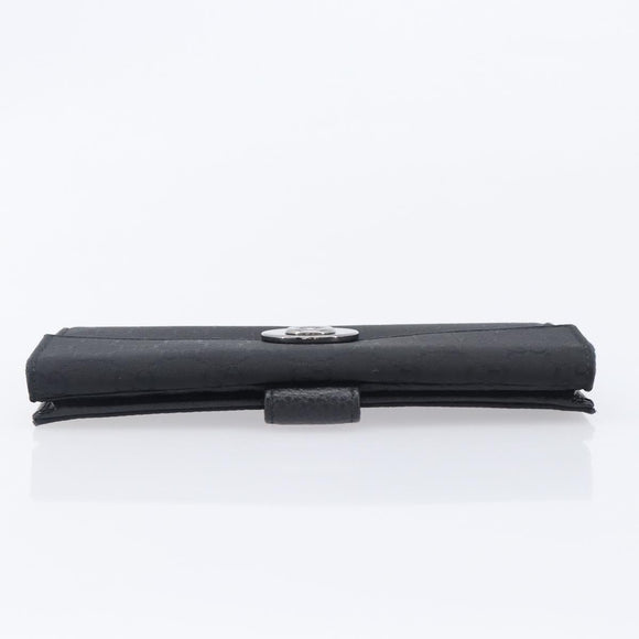 GUCCI GG Canvas Long Wallet Nylon Black Silver 231835 Auth am12944V