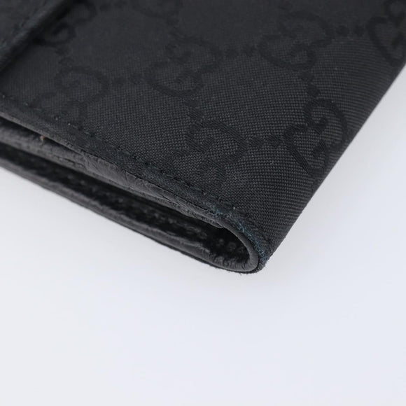GUCCI GG Canvas Long Wallet Nylon Black Silver 231835 Auth am12944V