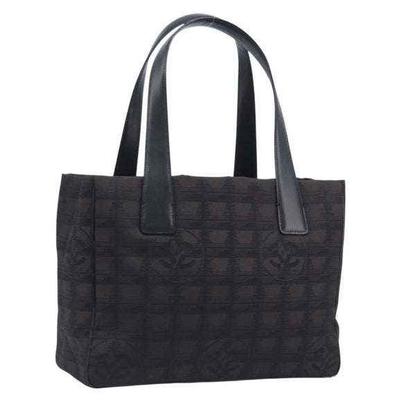 CHANEL New Travel Line Tote PM Bag Canvas Black CC Auth am12945V