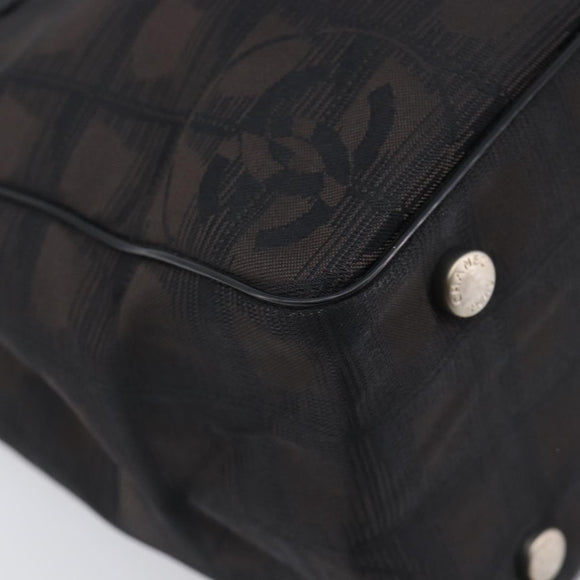 CHANEL New Travel Line Tote PM Bag Canvas Black CC Auth am12945V
