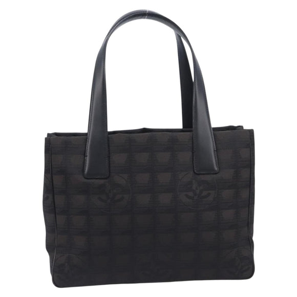 CHANEL New Travel Line Tote PM Bag Canvas Black CC Auth am12945V