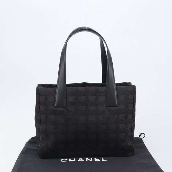 CHANEL New Travel Line Tote PM Bag Canvas Black CC Auth am12945V