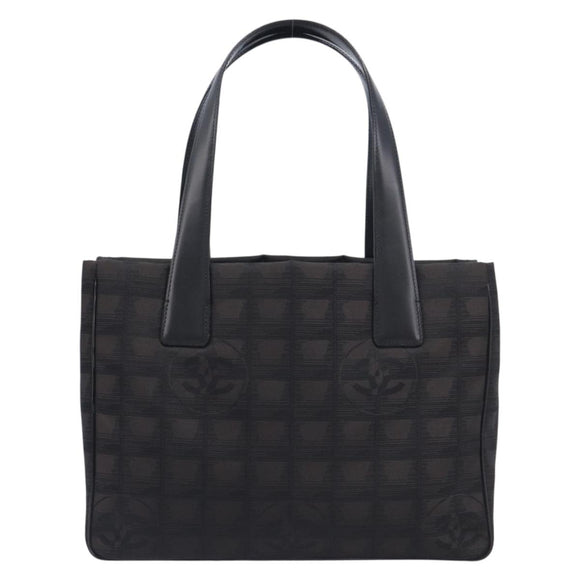 CHANEL New Travel Line Tote PM Bag Canvas Black CC Auth am12945V