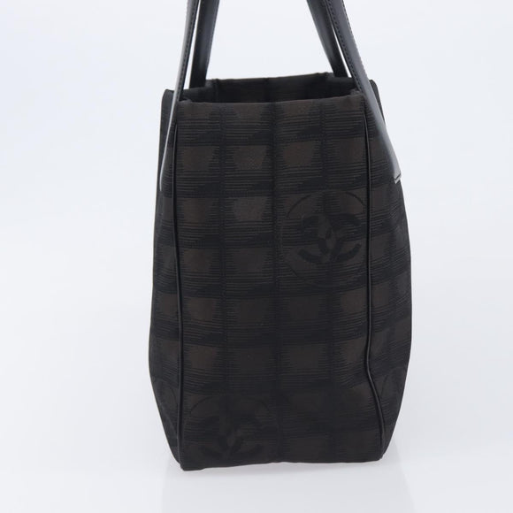 CHANEL New Travel Line Tote PM Bag Canvas Black CC Auth am12945V