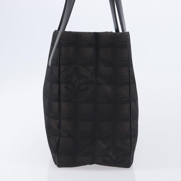 CHANEL New Travel Line Tote PM Bag Canvas Black CC Auth am12945V