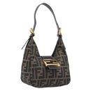 FENDI Zucca Canvas Mamma Baguette Shoulder Bag Brown Black Auth am12948V-1