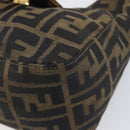 FENDI Zucca Canvas Mamma Baguette Shoulder Bag Brown Black Auth am12948V-10