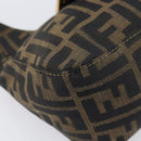 FENDI Zucca Canvas Mamma Baguette Shoulder Bag Brown Black Auth am12948V-11