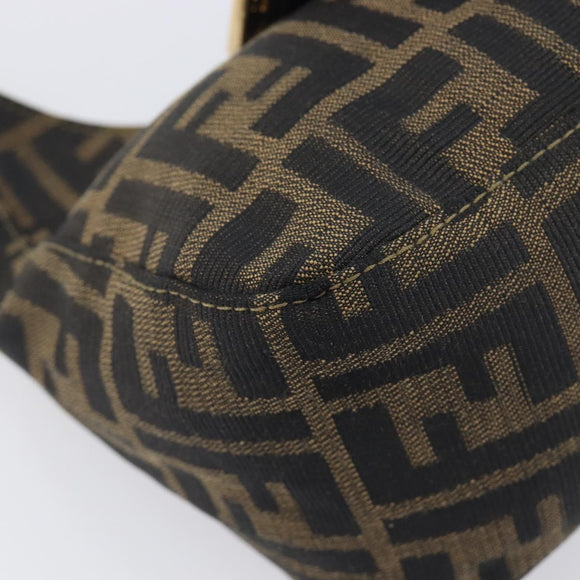 FENDI Zucca Canvas Mamma Baguette Shoulder Bag Brown Black Auth am12948V