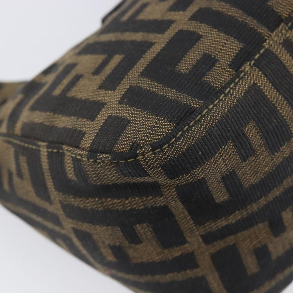 FENDI Zucca Canvas Mamma Baguette Shoulder Bag Brown Black Auth am12948V