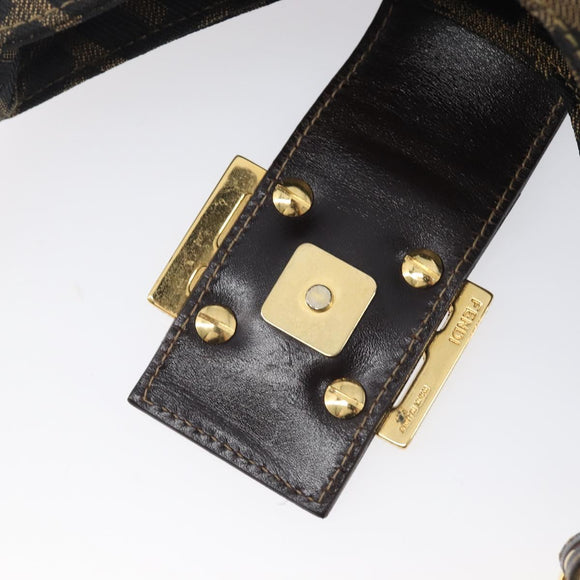 FENDI Zucca Canvas Mamma Baguette Shoulder Bag Brown Black Auth am12948V