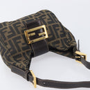 FENDI Zucca Canvas Mamma Baguette Shoulder Bag Brown Black Auth am12948V-6