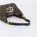 FENDI Zucca Canvas Mamma Baguette Shoulder Bag Brown Black Auth am12948V-7