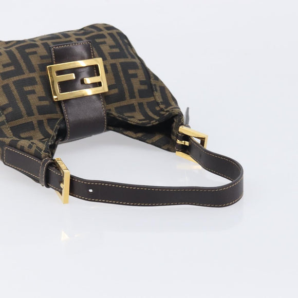 FENDI Zucca Canvas Mamma Baguette Shoulder Bag Brown Black Auth am12948V